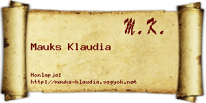 Mauks Klaudia névjegykártya
